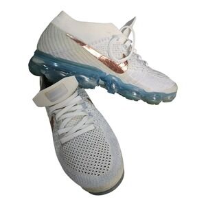 Nike Air VaporMax Flyknit Sneakers Women 6 White Running Shoes gym comfort sport